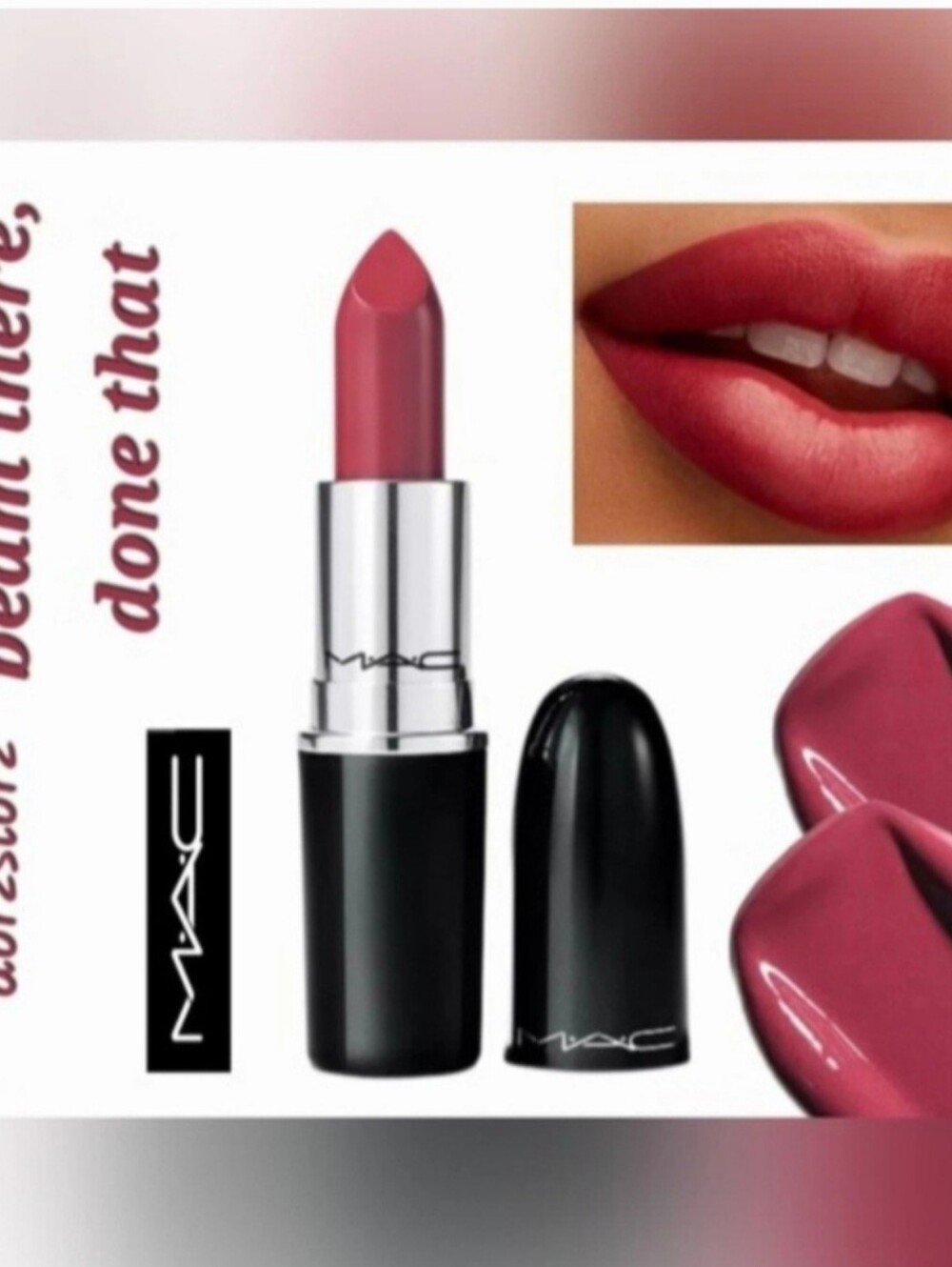 MAC Lustreglass Lipstick • BEAM THERE DONE THAT •Rosy Plum• .10 oz • New in box